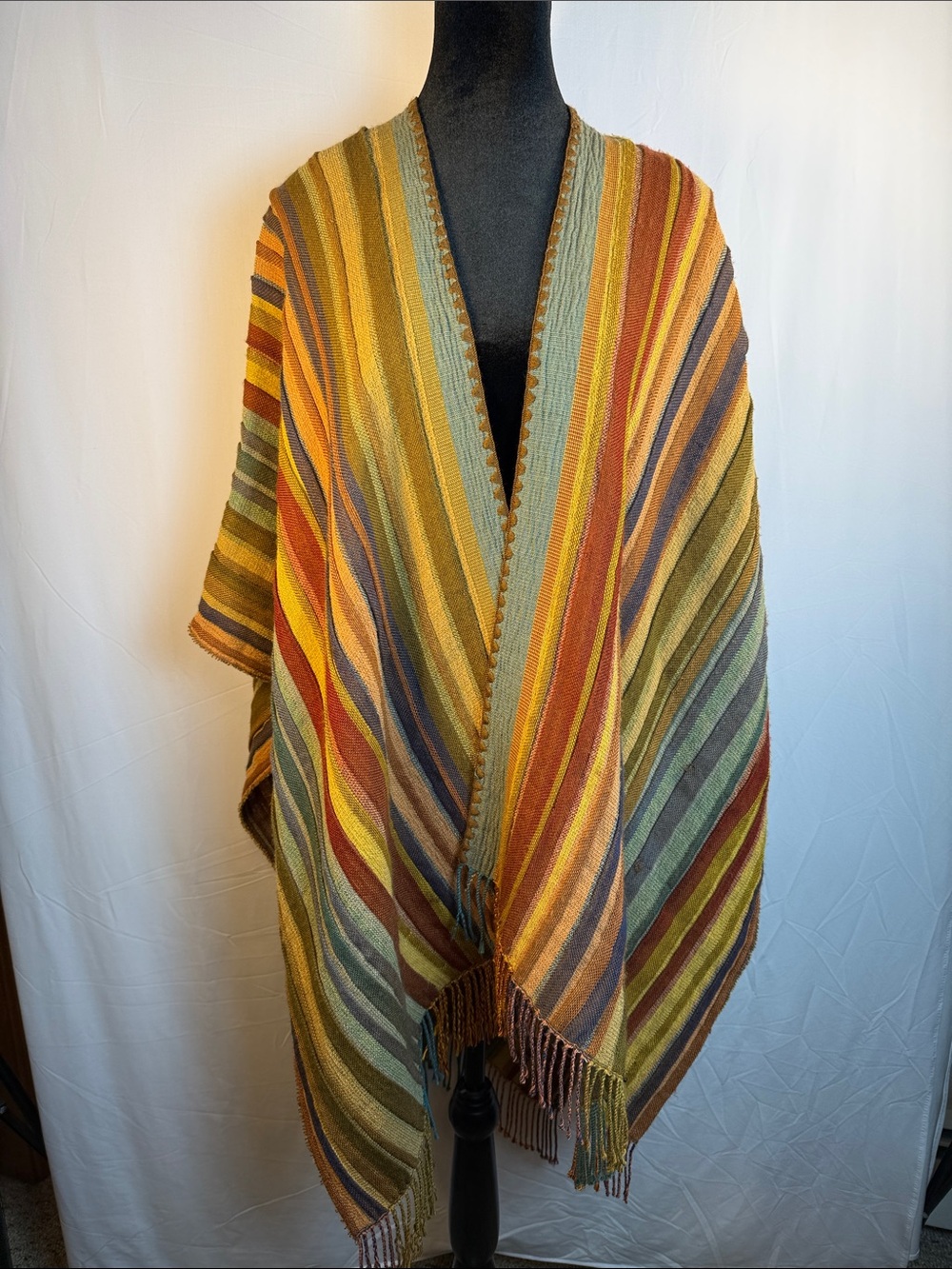 Rhonda Stark “Firefall Wave” Italian Acrylic Collection Poncho Cape